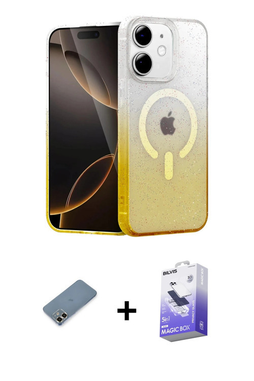 ieg™ iPhone 12 Kılıf Eksen Minimal Özel Seri - Siyah Bilvis 5in1 5D Magic Hayalet Cam Ekran Koruyucu