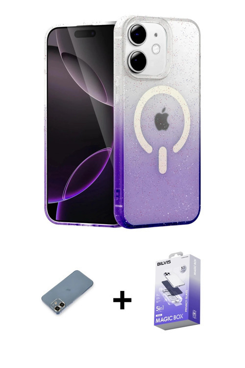 ieg™ iPhone 12 Kılıf Eksen Minimal Özel Seri - Siyah Bilvis 5in1 5D Magic Hayalet Cam Ekran Koruyucu