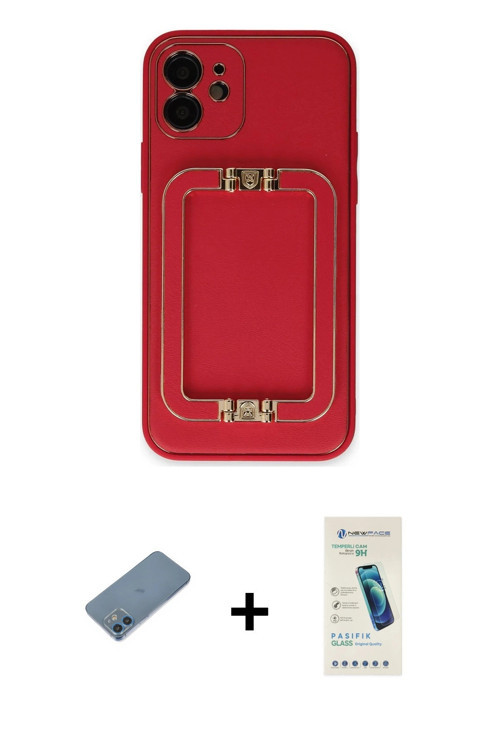 ieg™ iPhone 12 Kılıf Kozmos Minimal Prime - Şeffaf Pasifik Cam Ekran Koruyucu + Mavi Shine Kamera Le