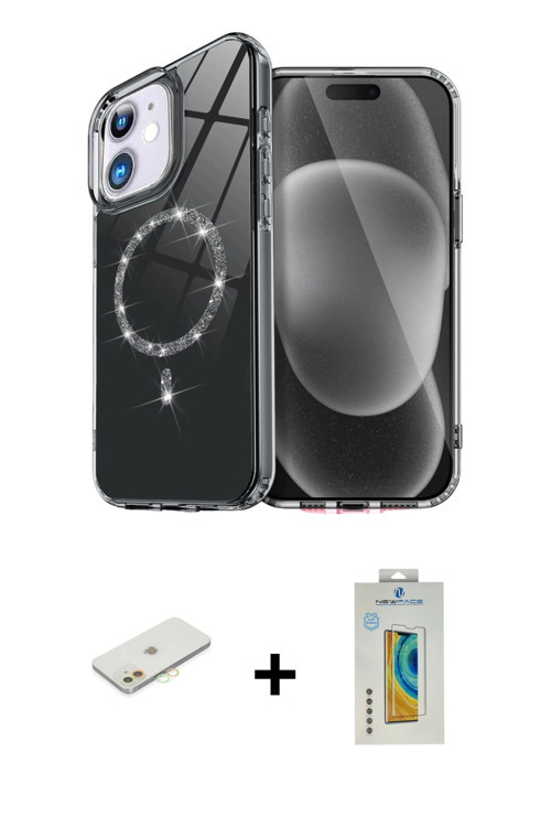 ieg™ iPhone 12 Kılıf Kıvılcım Form Prime - Siyah Polymer Nano Ekran Koruyucu + Turuncu Renkli Kamera