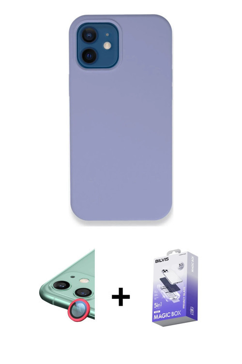 iPhone 12 Kılıf Zirve Modern Özel Seri - Siyah Bilvis 5in1 5D Magic Hayalet Cam Ekran Koruyucu