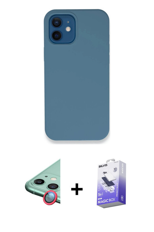 iPhone 12 Kılıf Zirve Modern Özel Seri - Siyah Bilvis 5in1 5D Magic Hayalet Cam Ekran Koruyucu
