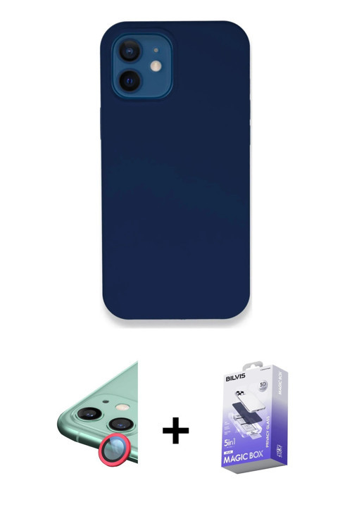 iPhone 12 Kılıf Zirve Modern Özel Seri - Siyah Bilvis 5in1 5D Magic Hayalet Cam Ekran Koruyucu
