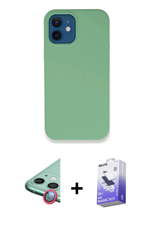 iPhone 12 Kılıf Zirve Modern Özel Seri - Siyah Bilvis 5in1 5D Magic Hayalet Cam Ekran Koruyucu
