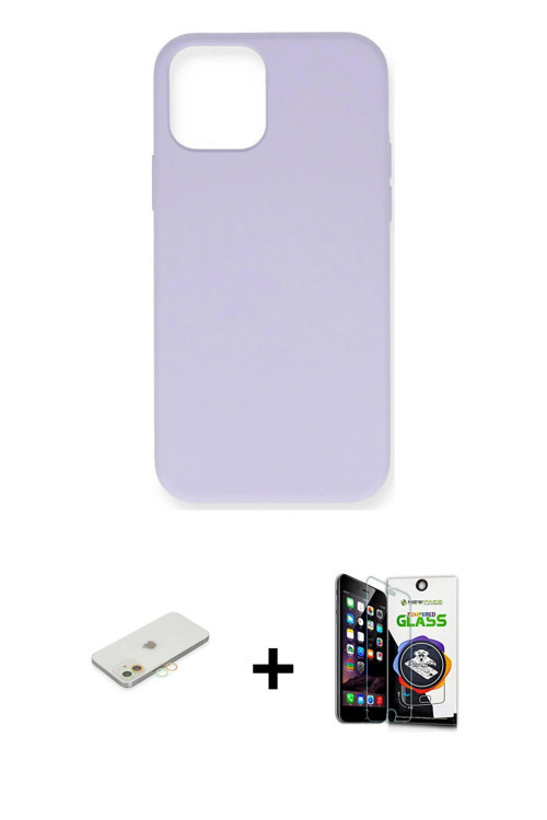 ieg™ iPhone 12 Mini Kılıf Ahenk Serisi - Şeffaf Temperli Cam Ekran Koruyucu + Turuncu Renkli Kamera