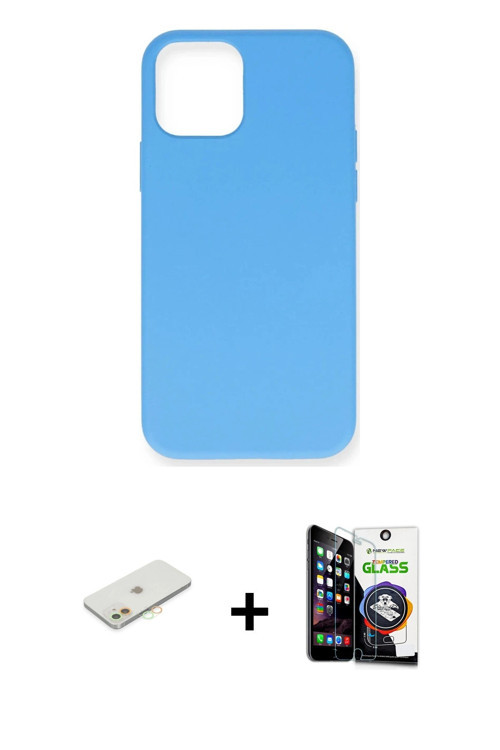 ieg™ iPhone 12 Mini Kılıf Ahenk Serisi - Şeffaf Temperli Cam Ekran Koruyucu + Turuncu Renkli Kamera