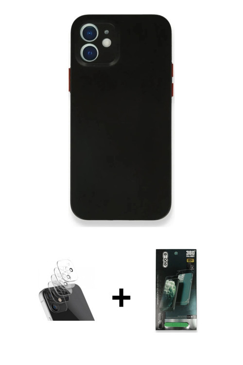 ieg™ iPhone 12 Mini Kılıf Yadigar Yansıma Serisi - Şeffaf 360 Full Body Arka Koruyucu + Şeffaf Kamer