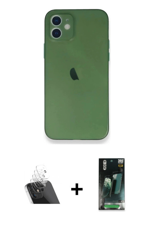 ieg™ iPhone 12 Mini Kılıf Yadigar Yansıma Serisi - Şeffaf 360 Full Body Arka Koruyucu + Şeffaf Kamer
