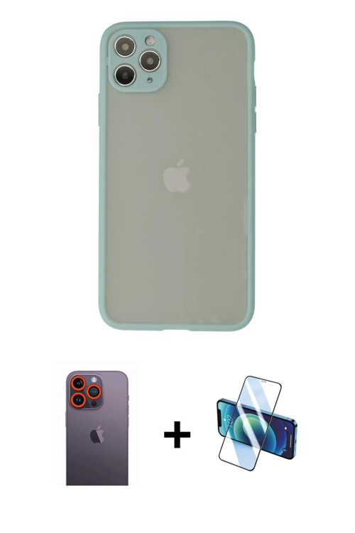 ieg™ iPhone 12 Pro Kılıf Ahenk Çizgi Serisi - Siyah 3D Antistatik Seramik Nano Ekran Koruyucu + Turu