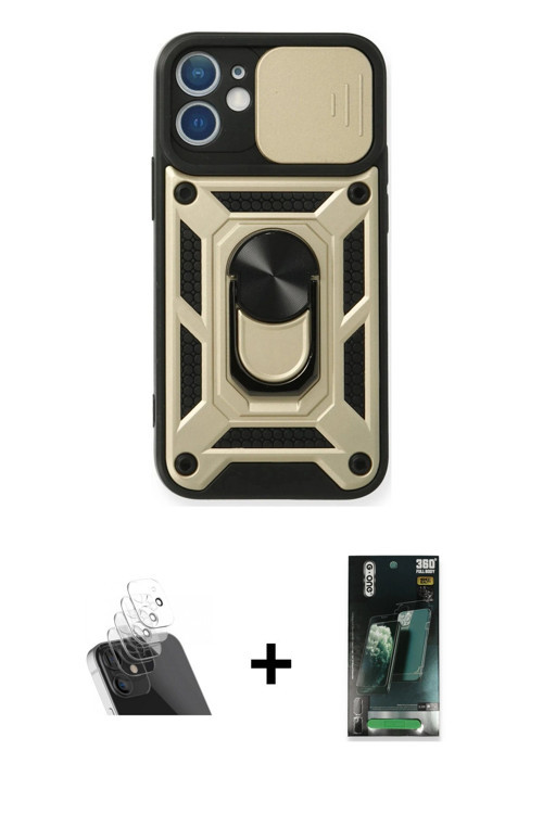 ieg™ iPhone 12 Mini Kılıf Ahenk Klasik - Şeffaf 360 Full Body Arka Koruyucu + Şeffaf Kamera Lens Kor