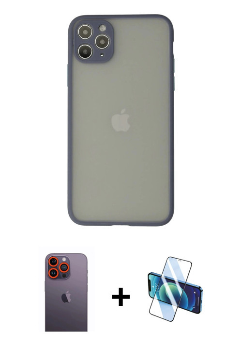 ieg™ iPhone 12 Pro Kılıf Ahenk Çizgi Serisi - Siyah 3D Antistatik Seramik Nano Ekran Koruyucu + Turu