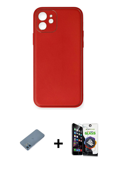 ieg™ iPhone 12 Mini Kılıf Yadigar Klasik - Şeffaf Temperli Cam Ekran Koruyucu + Mavi Shine Kamera Le