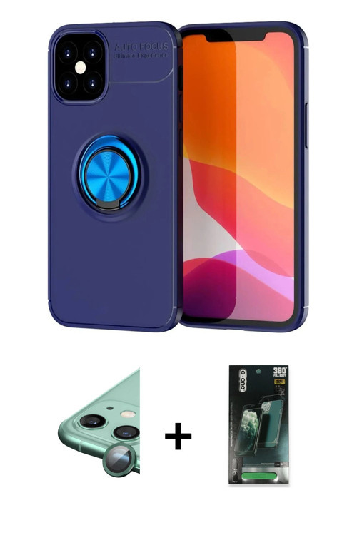 ieg™ iPhone 12 Mini Kılıf Yankı Form Prime - Siyah 360 Mat Full Body Arka Koruyucu + Yeşil Raze Meta