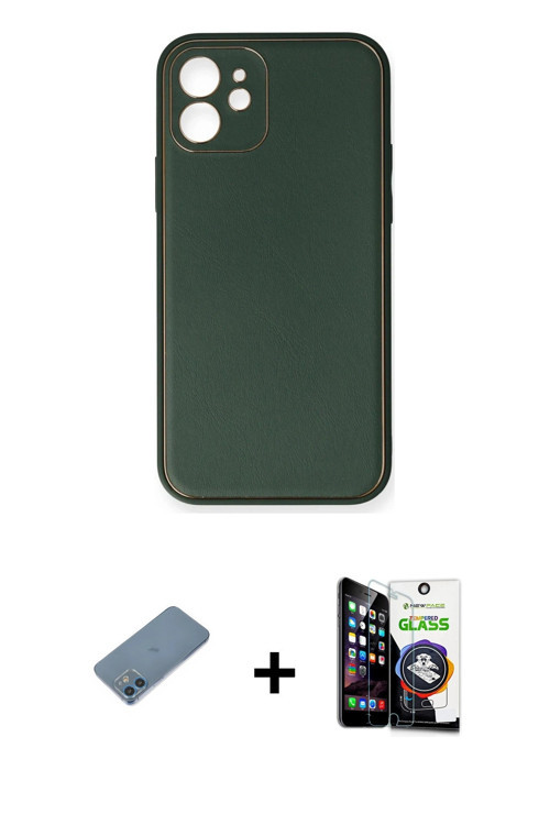 ieg™ iPhone 12 Mini Kılıf Yadigar Klasik - Şeffaf Temperli Cam Ekran Koruyucu + Mavi Shine Kamera Le
