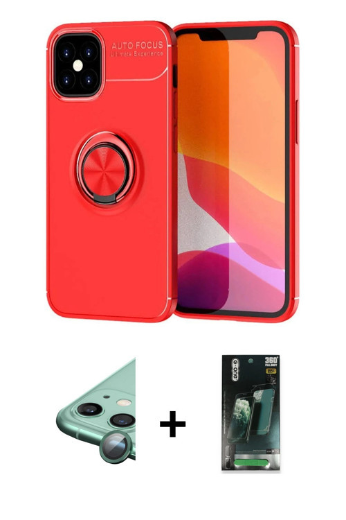 ieg™ iPhone 12 Mini Kılıf Yankı Form Prime - Siyah 360 Mat Full Body Arka Koruyucu + Yeşil Raze Meta