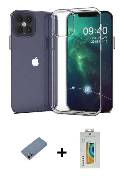 ieg™ iPhone 12 Mini Kılıf Zirve Doku - Siyah Polymer Nano Ekran Koruyucu + Gökkuşağı Shine Kamera Le