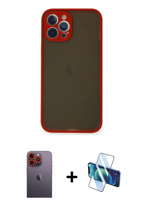 ieg™ iPhone 12 Pro Kılıf Ahenk Çizgi Serisi - Siyah 3D Antistatik Seramik Nano Ekran Koruyucu + Turu