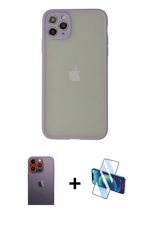 ieg™ iPhone 12 Pro Kılıf Ahenk Çizgi Serisi - Siyah 3D Antistatik Seramik Nano Ekran Koruyucu + Turu