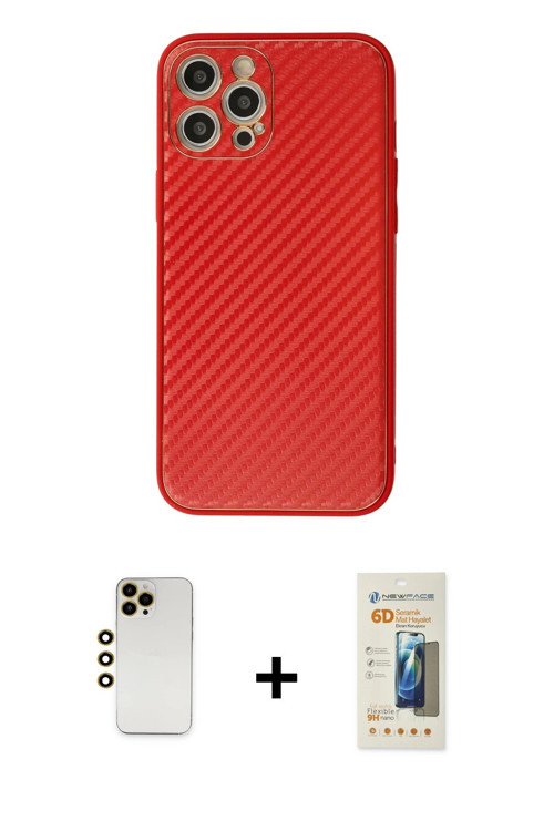 ieg™ iPhone 12 Pro Kılıf Ahenk Işık - Siyah 6D Mat Seramik Hayalet Nano Ekran Koruyucu + Gold Shine