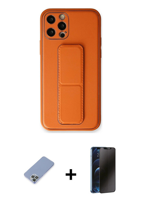 ieg™ iPhone 12 Pro Kılıf Akış Doku - Siyah 3D Antistatik Hayalet Cam Ekran Koruyucu + Koyu Yeşil Met