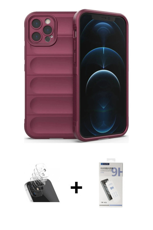 ieg™ iPhone 12 Pro Kılıf Atlas Koleksiyonu - Şeffaf Uv Polymer Nano Ekran Koruyucu + Şeffaf Kamera L