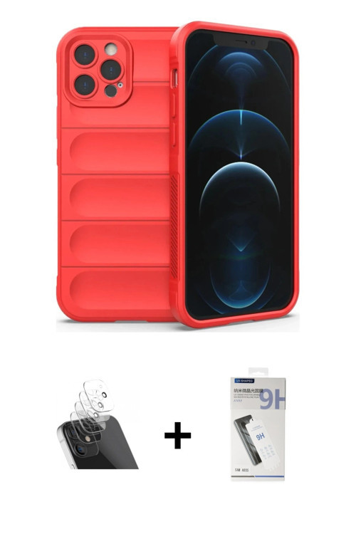 ieg™ iPhone 12 Pro Kılıf Atlas Koleksiyonu - Şeffaf Uv Polymer Nano Ekran Koruyucu + Şeffaf Kamera L