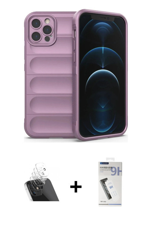 ieg™ iPhone 12 Pro Kılıf Atlas Koleksiyonu - Şeffaf Uv Polymer Nano Ekran Koruyucu + Şeffaf Kamera L