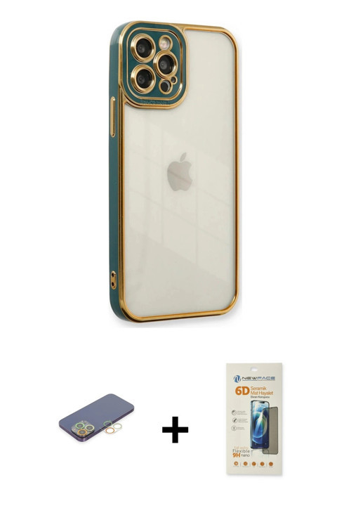 iPhone 12 Pro Kılıf Çekirdek Klasik Serisi - Siyah 6D Mat Seramik Hayalet Nano Ekran Koruyucu +