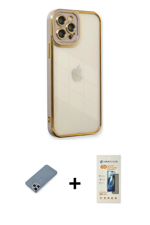iPhone 12 Pro Kılıf Çekirdek Klasik Serisi - Siyah 6D Mat Seramik Hayalet Nano Ekran Koruyucu +