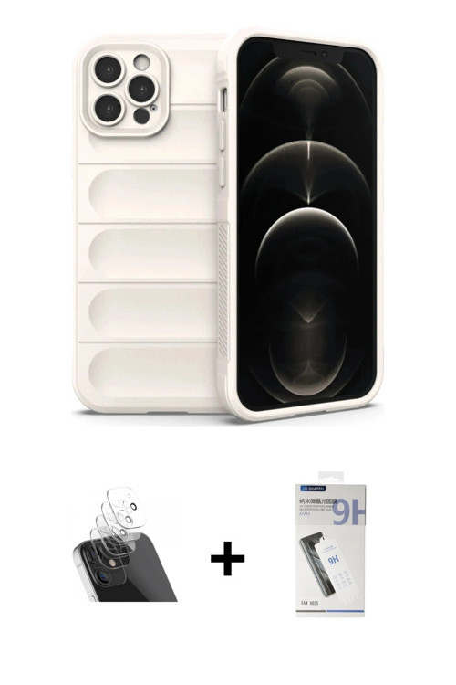 ieg™ iPhone 12 Pro Kılıf Atlas Koleksiyonu - Şeffaf Uv Polymer Nano Ekran Koruyucu + Şeffaf Kamera L