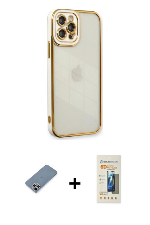 iPhone 12 Pro Kılıf Çekirdek Klasik Serisi - Siyah 6D Mat Seramik Hayalet Nano Ekran Koruyucu +