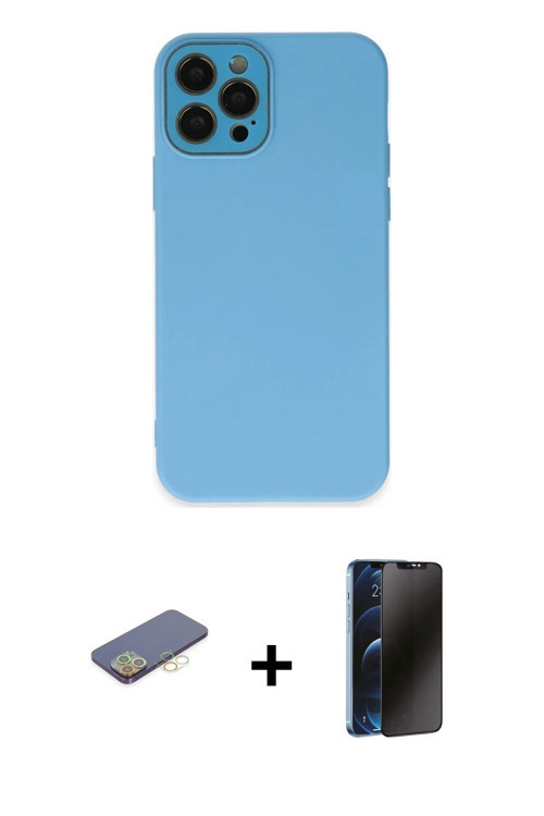 ieg™ iPhone 12 Pro Kılıf Çekirdek Modern Serisi - Siyah 3D Antistatik Hayalet Cam Ekran Koruyucu + S