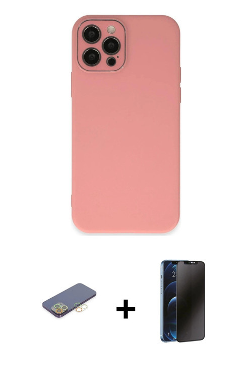 ieg™ iPhone 12 Pro Kılıf Çekirdek Modern Serisi - Siyah 3D Antistatik Hayalet Cam Ekran Koruyucu + S