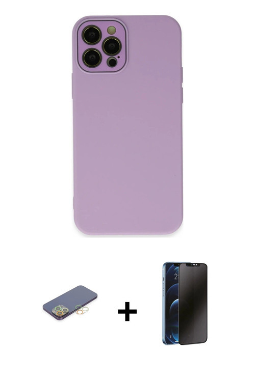 ieg™ iPhone 12 Pro Kılıf Çekirdek Modern Serisi - Siyah 3D Antistatik Hayalet Cam Ekran Koruyucu + S