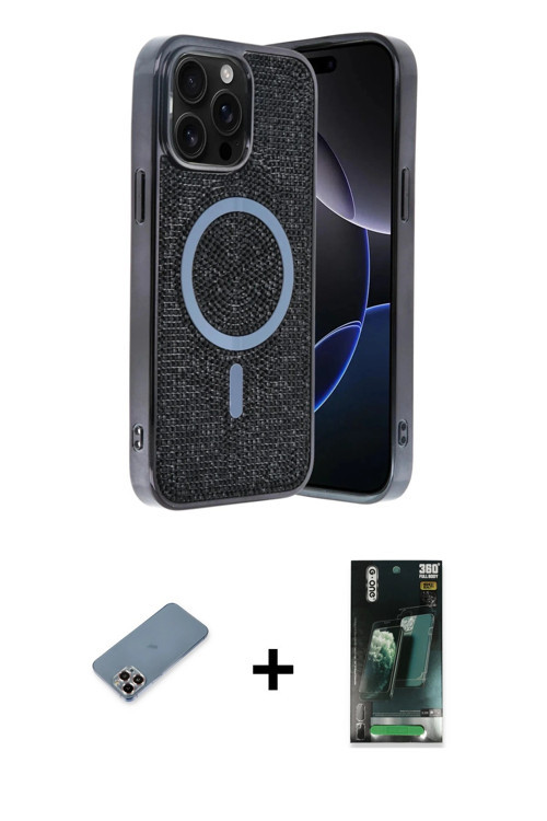 ieg™ iPhone 12 Pro Kılıf Eksen Çizgi - Şeffaf 360 Full Body Arka Koruyucu + Mor Metal Kamera Lens Ko
