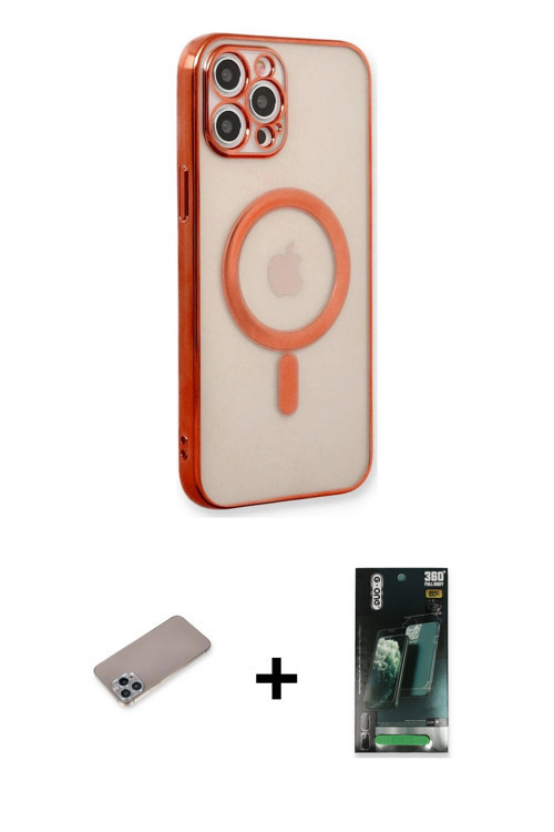 ieg™ iPhone 12 Pro Kılıf Doruk Minimal - Şeffaf 360 Full Body Arka Koruyucu + Sierra Blue Shine Kame