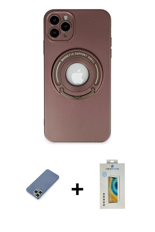 ieg™ iPhone 12 Pro Kılıf Eksen Klasik Prime - Siyah Polymer Nano Ekran Koruyucu + Açık Yeşil Metal K