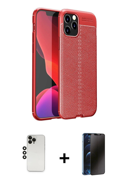 iPhone 12 Pro Kılıf Doruk Klasik Özel Seri - Siyah 3D Antistatik Hayalet Cam Ekran Koruyucu + S