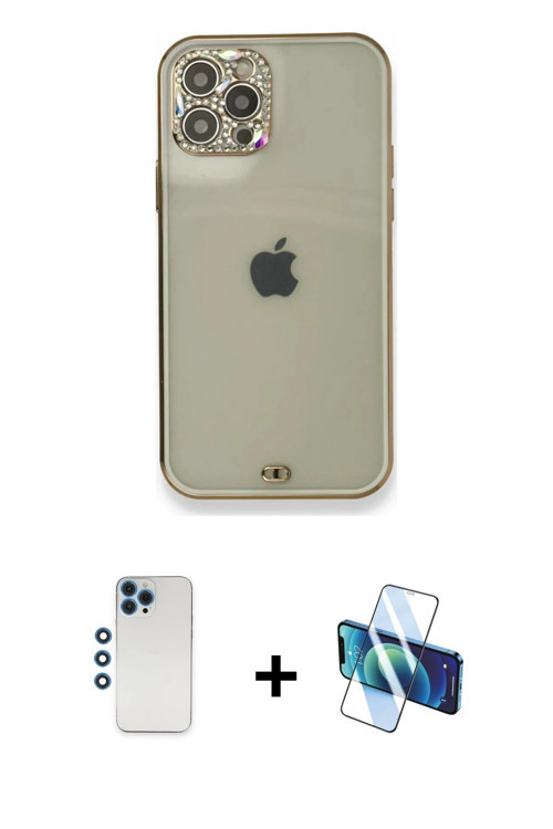ieg™ iPhone 12 Pro Kılıf Eksen Minimal Koleksiyonu - Siyah 3D Antistatik Seramik Nano Ekran Koruyucu