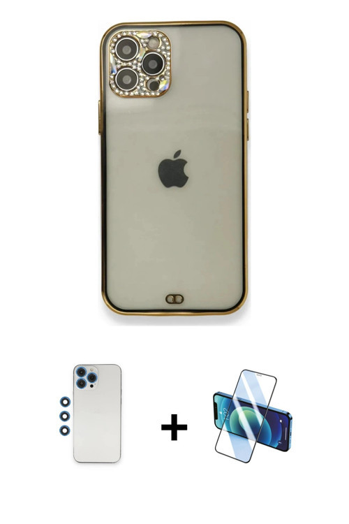 ieg™ iPhone 12 Pro Kılıf Eksen Minimal Koleksiyonu - Siyah 3D Antistatik Seramik Nano Ekran Koruyucu