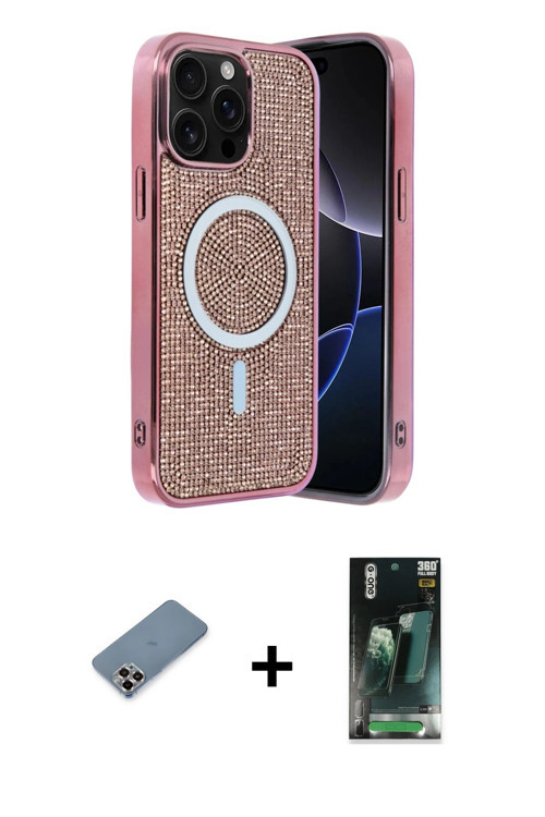ieg™ iPhone 12 Pro Kılıf Eksen Çizgi - Şeffaf 360 Full Body Arka Koruyucu + Mor Metal Kamera Lens Ko