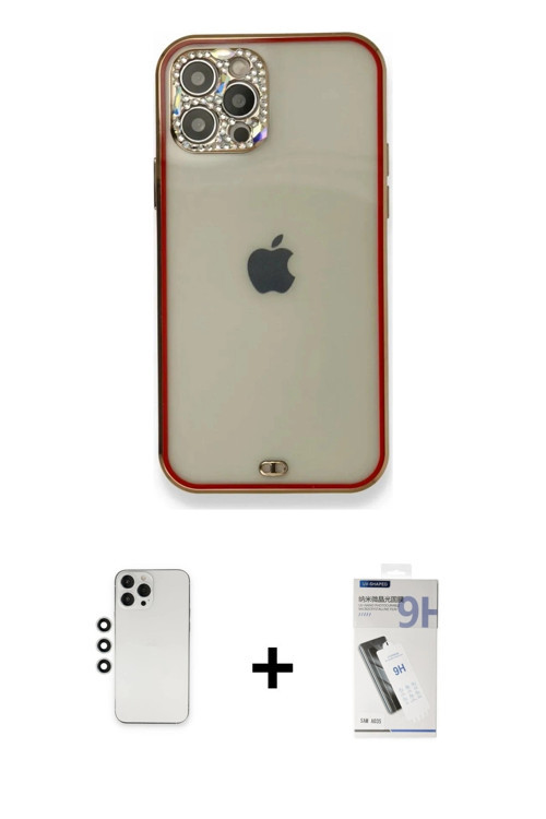ieg™ iPhone 12 Pro Kılıf Eksen Minimal Koleksiyonu - Şeffaf Uv Polymer Nano Ekran Koruyucu + Gümüş S