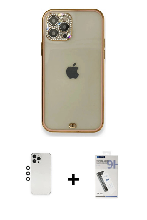ieg™ iPhone 12 Pro Kılıf Eksen Minimal Koleksiyonu - Şeffaf Uv Polymer Nano Ekran Koruyucu + Gümüş S