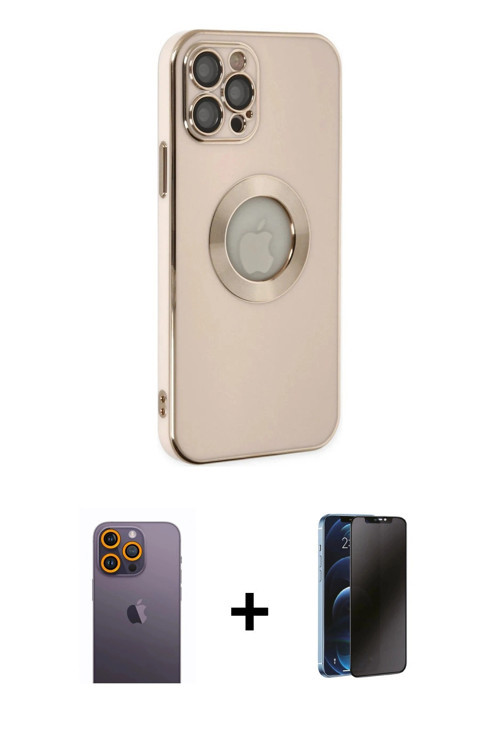 ieg™ iPhone 12 Pro Kılıf İz Form Serisi - Siyah 3D Antistatik Hayalet Cam Ekran Koruyucu + Sarı Neon