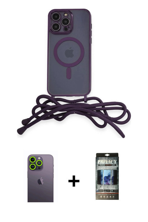 ieg™ iPhone 12 Pro Kılıf Eksen Özel Seri - Siyah 34D Hayalet Izgaralı Cam + Yeşil Neon Fosforlu Kame