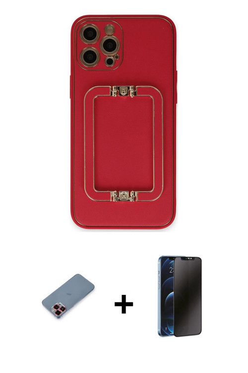 ieg™ iPhone 12 Pro Kılıf Kozmos Minimal Prime - Siyah 3D Antistatik Hayalet Cam Ekran Koruyucu + Kır
