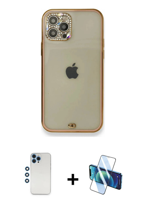 ieg™ iPhone 12 Pro Kılıf Eksen Minimal Koleksiyonu - Siyah 3D Antistatik Seramik Nano Ekran Koruyucu