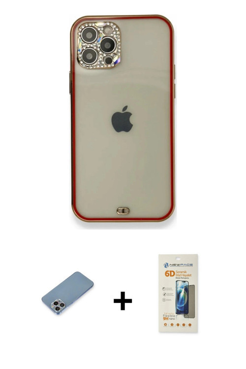 iPhone 12 Pro Kılıf Eksen Minimal Koleksiyonu - Siyah 6D Mat Seramik Hayalet Nano Ekran Koruyuc