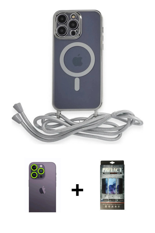ieg™ iPhone 12 Pro Kılıf Eksen Özel Seri - Siyah 34D Hayalet Izgaralı Cam + Yeşil Neon Fosforlu Kame