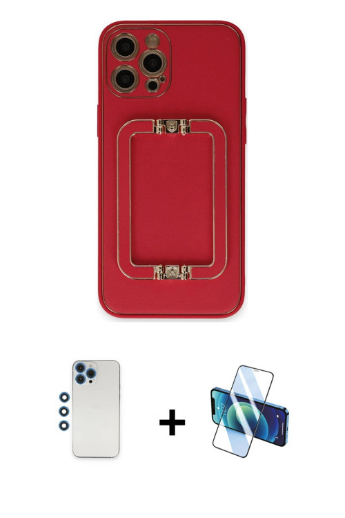 ieg™ iPhone 12 Pro Kılıf Kozmos Minimal Prime - Siyah 3D Antistatik Seramik Nano Ekran Koruyucu + Ma